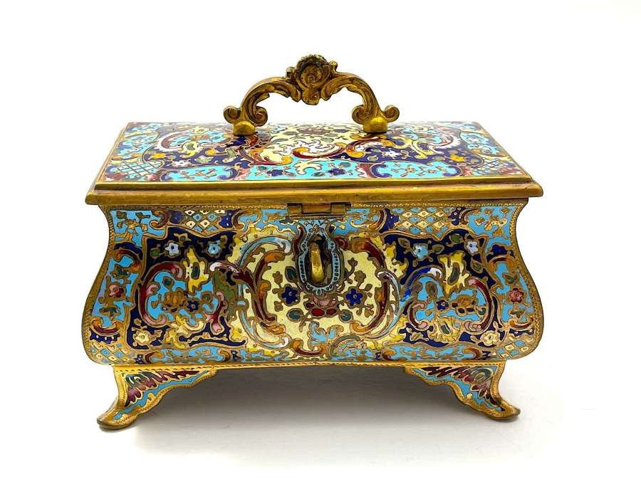 A Stunning Antique French Champlevé Jewellery Casket Box