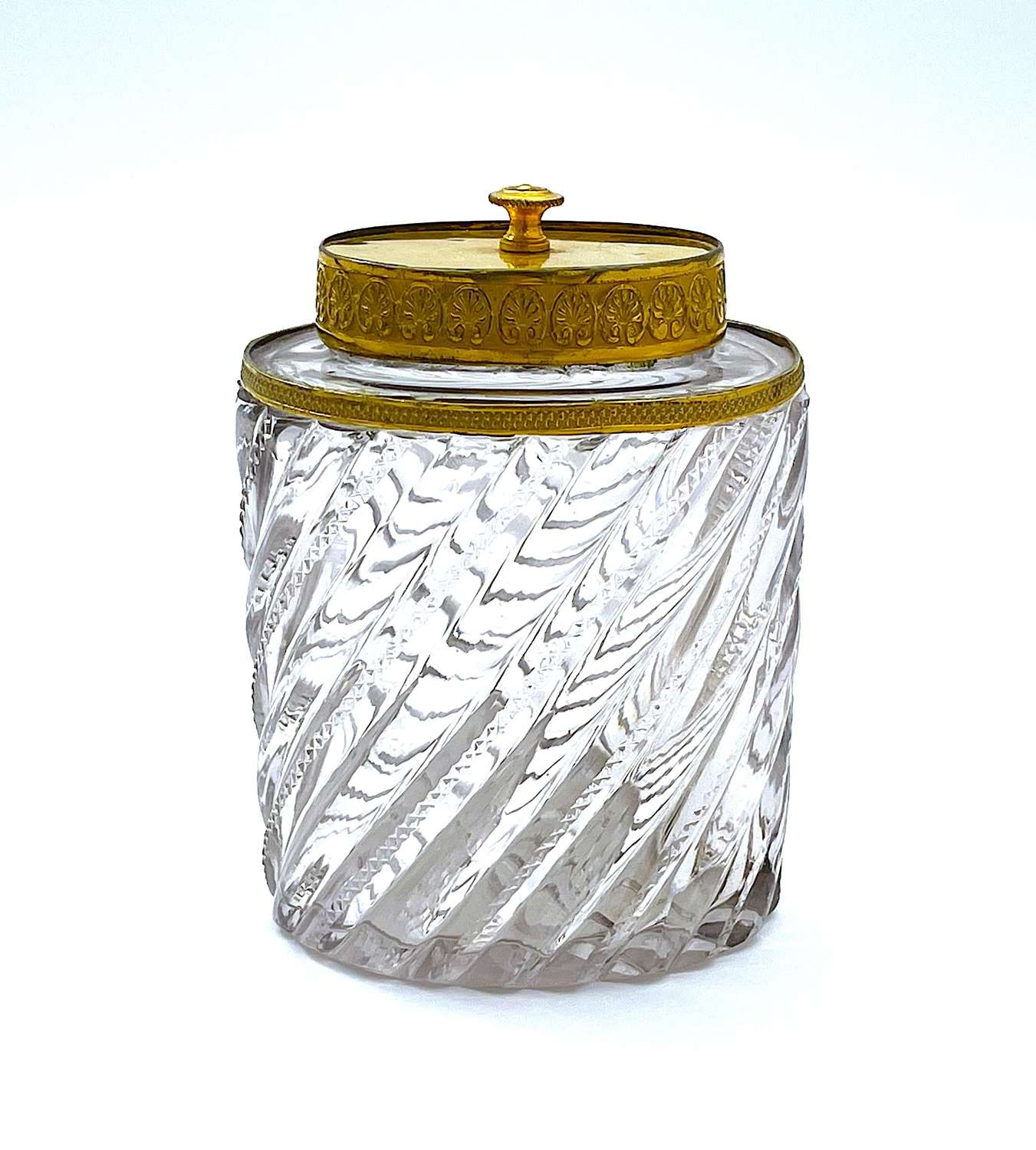 Exquisite Antique French Cylindrical-Shaped Cut Crystal Box.