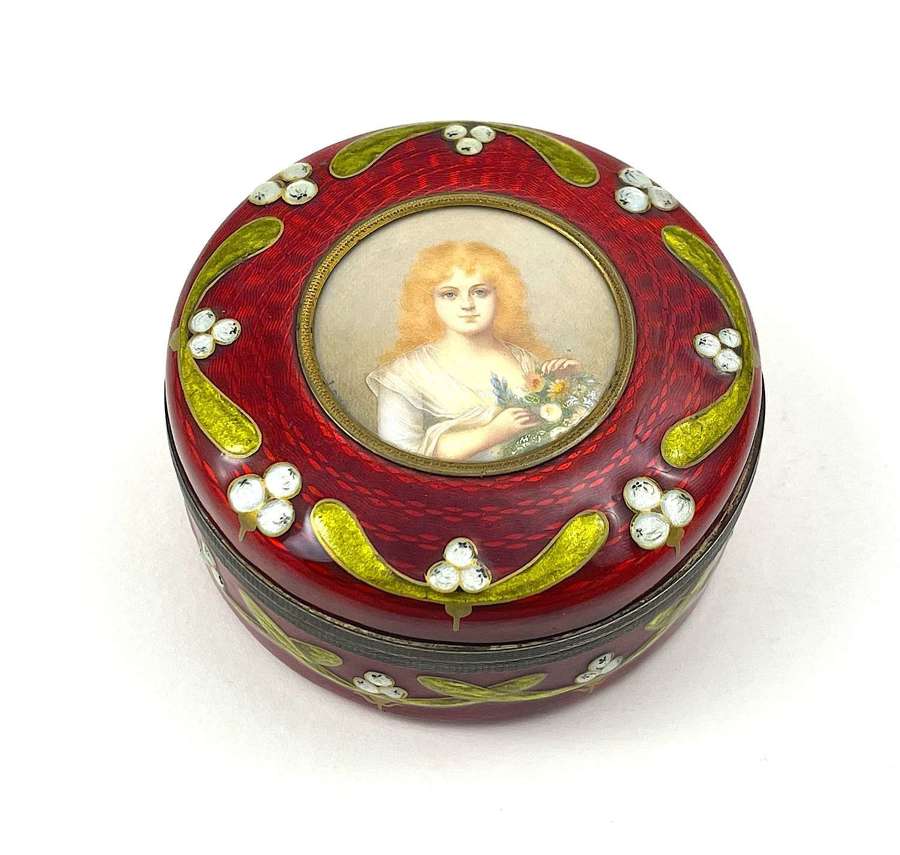 High Quality Antique French Silver Guillouche Enamel Box