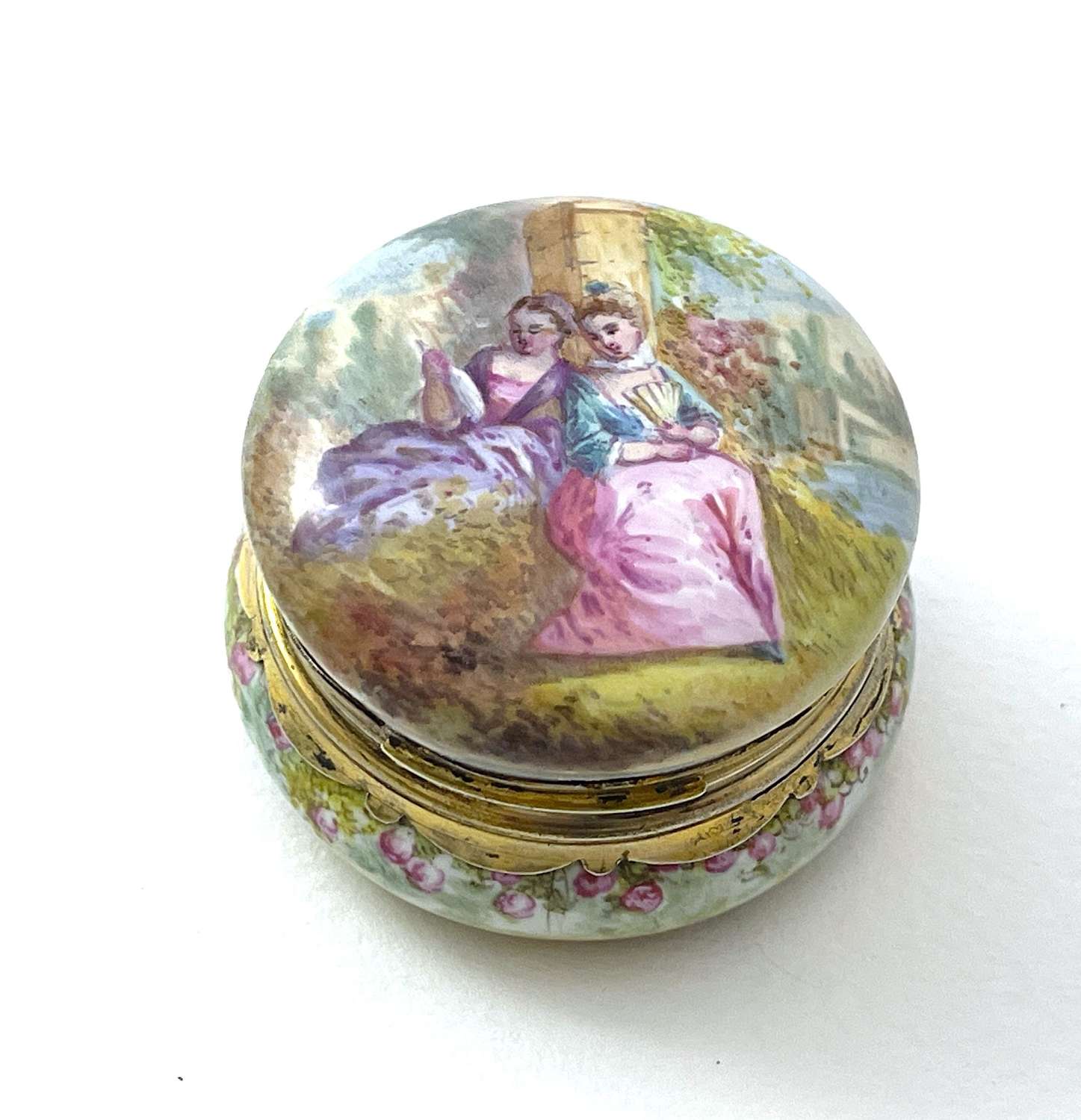 Antique French Finely Enamelled Pill Box