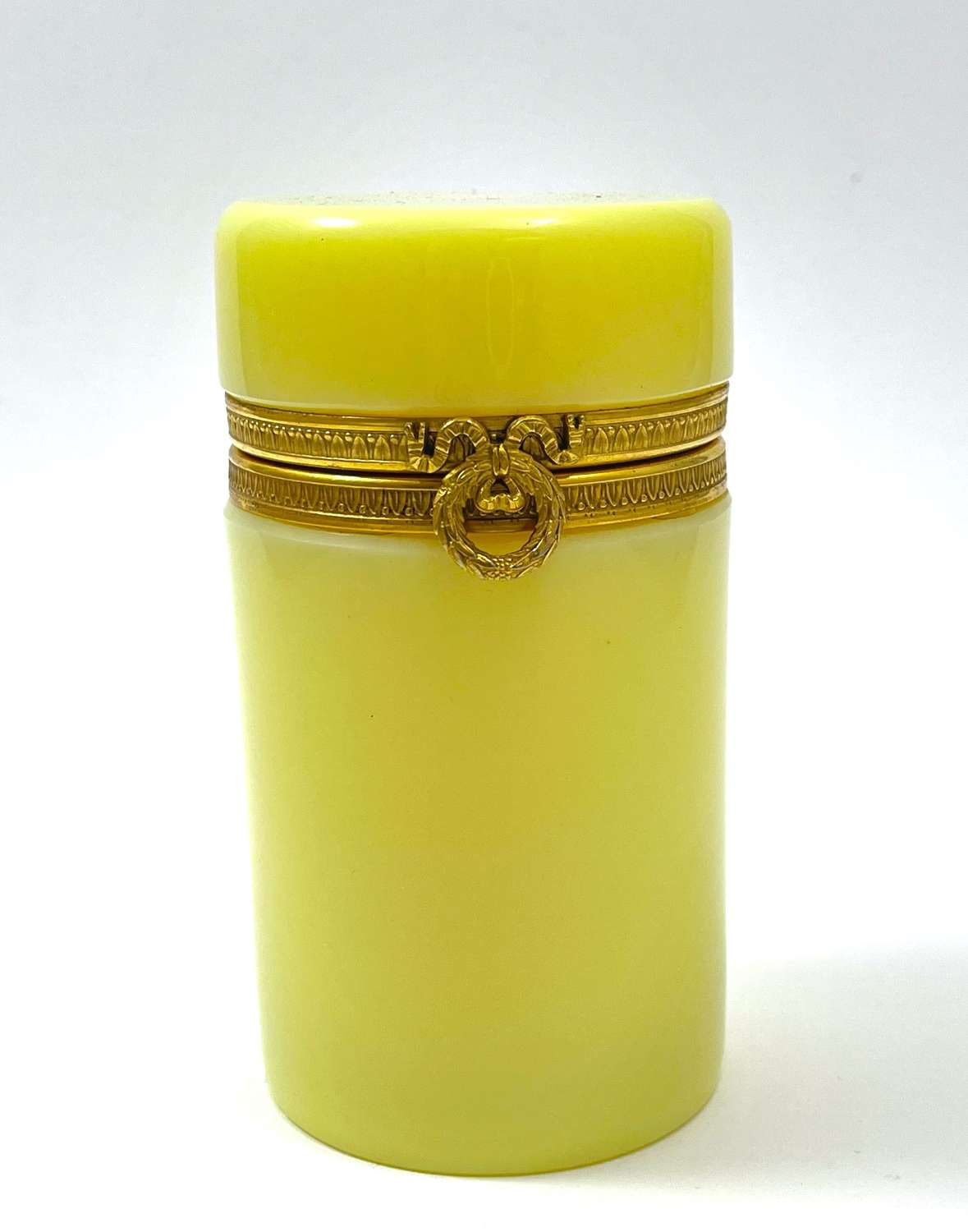 Rare Antique French Yellow Opaline Glass Casket with Bow Clasp