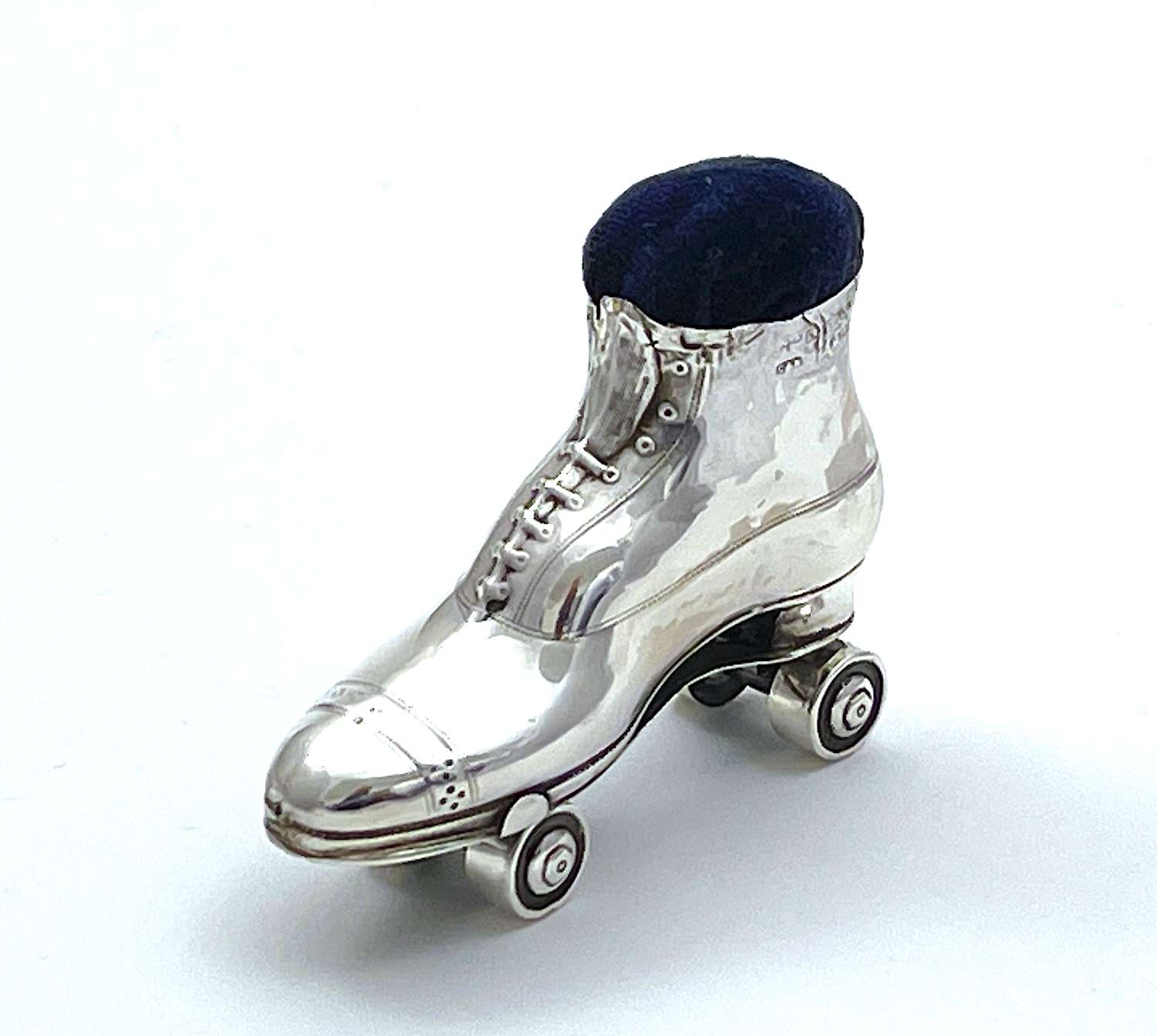 Antique Silver Novelty Roller Skate Pin Cushion