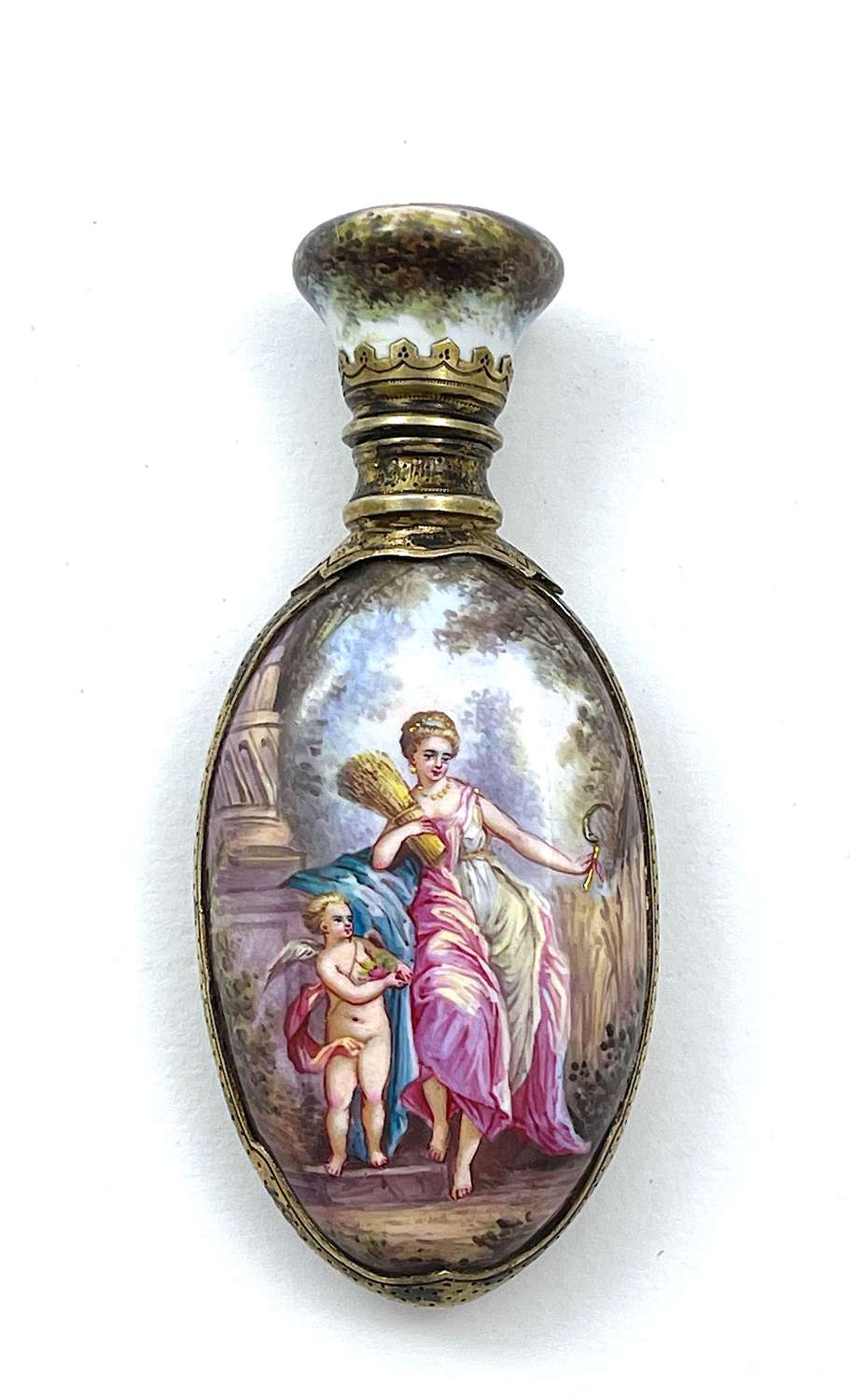 The Finest Antique Vienna Enamelled and Silver Perfume Bottle