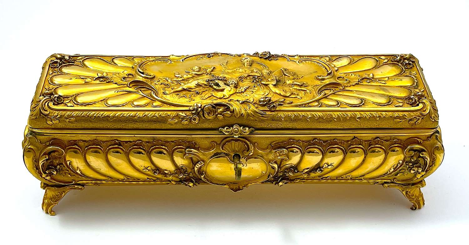 Magnificent Napoleon III Dore Bronze Repoussé Box