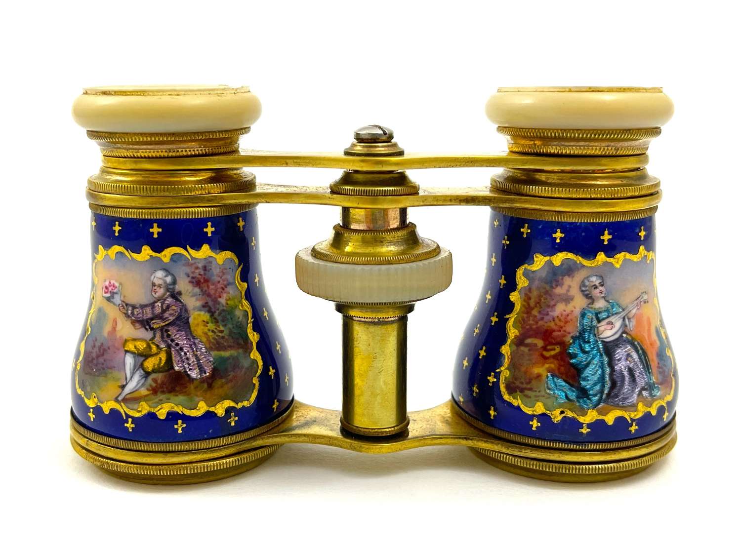 An Exceptional Pair of Antique French Enamel Opera Glasses.