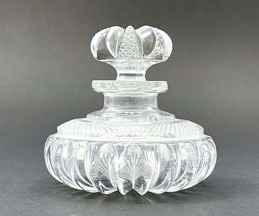 Antique Highly Cut Crystal Perfume Bottle and Matching Stopper