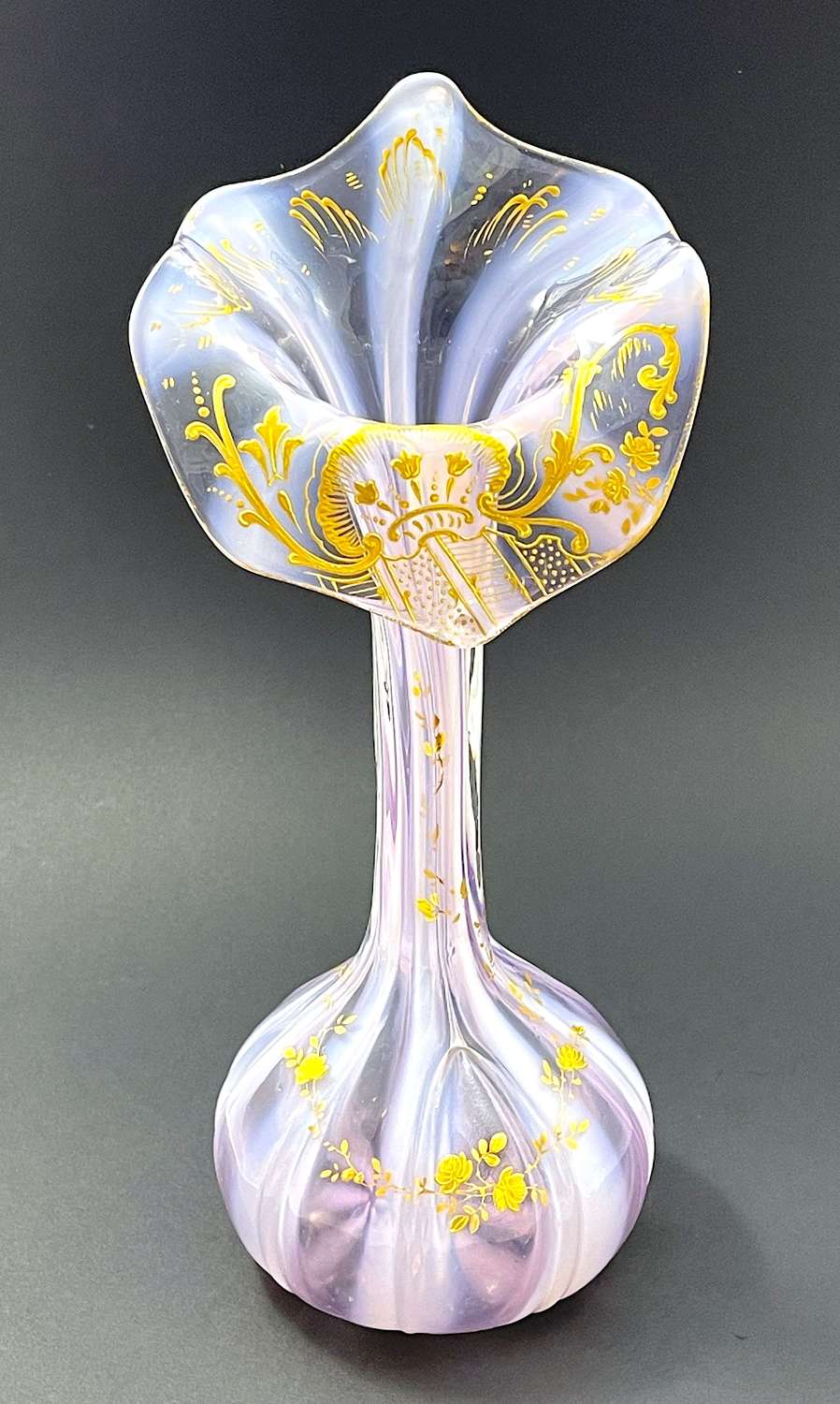 Fabulous Antique St Louis Pink Iridescent Glass Vase