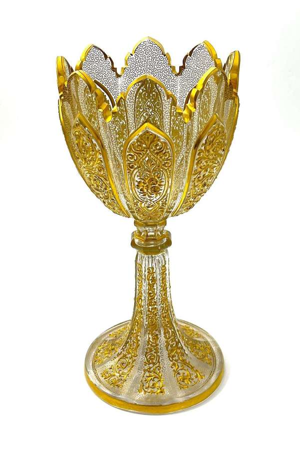 A High Quality Antique Bohemian Crystal Vase with Raised Gilding