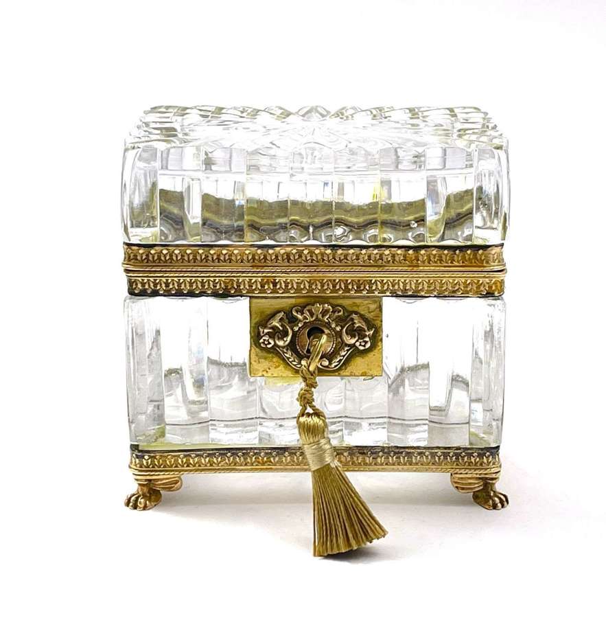 Antique Baccarat Rectangular Cut Crystal Jewellery Casket Box.