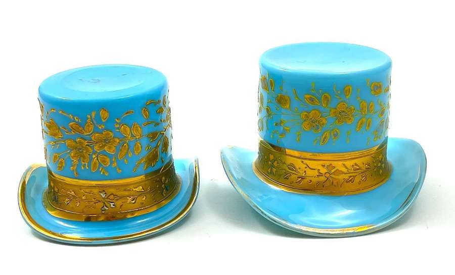 Antique MOSER Turquoise Opaline Glass Whimsical Hat.