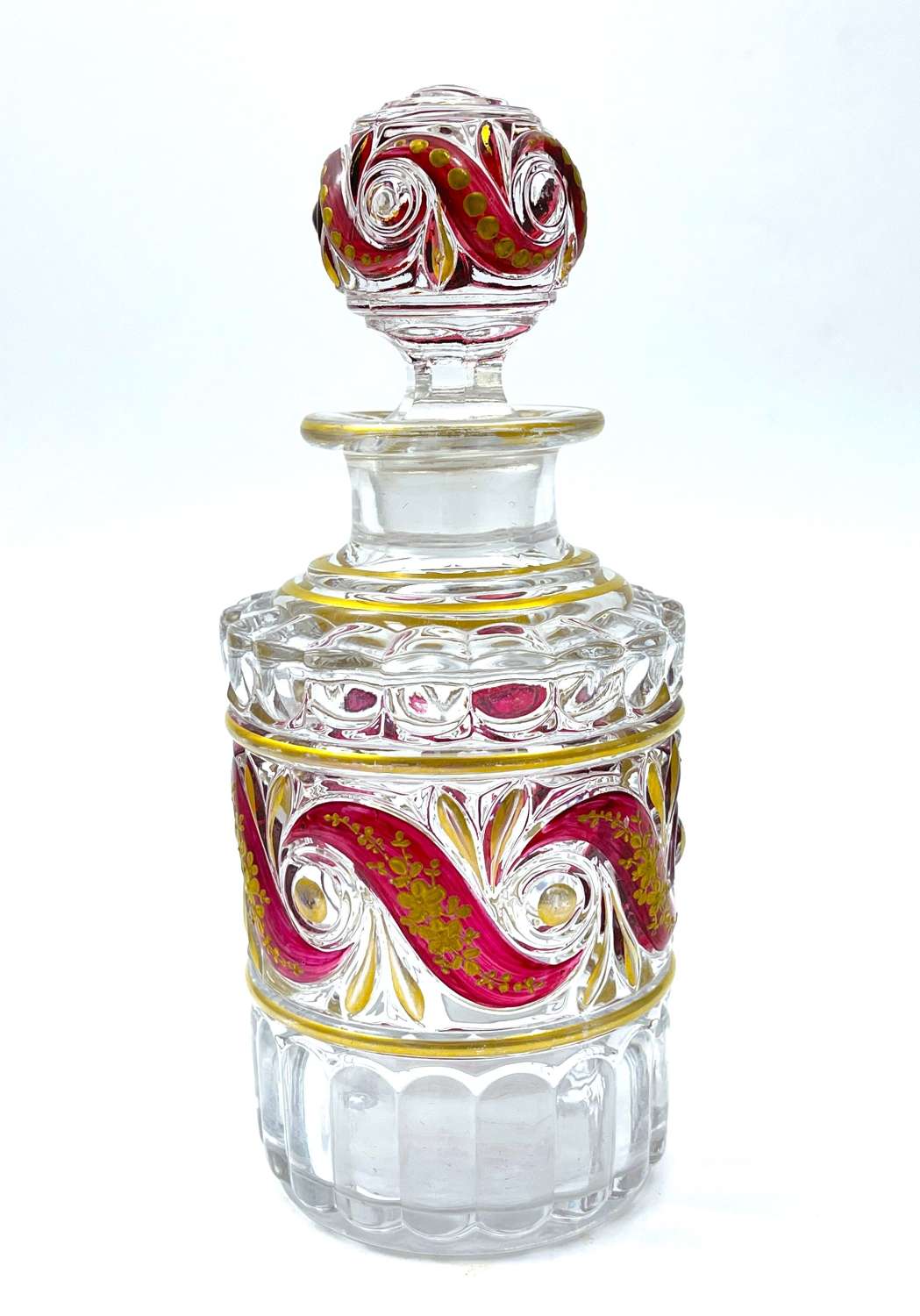 Unusual Antique Baccarat Crystal Glass Perfume Bottle and Stopper