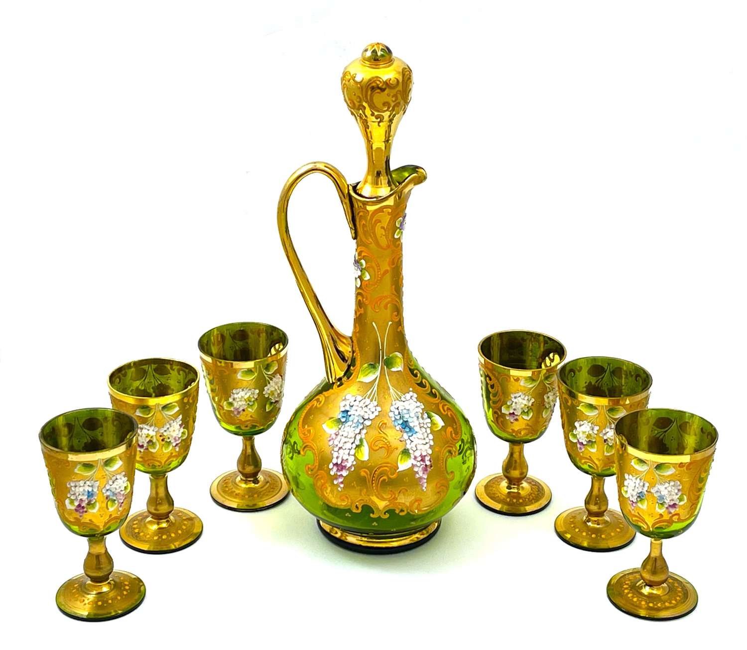 Beautiful Antique MOSER Glass Decanter Set Comprising of Decanter and 