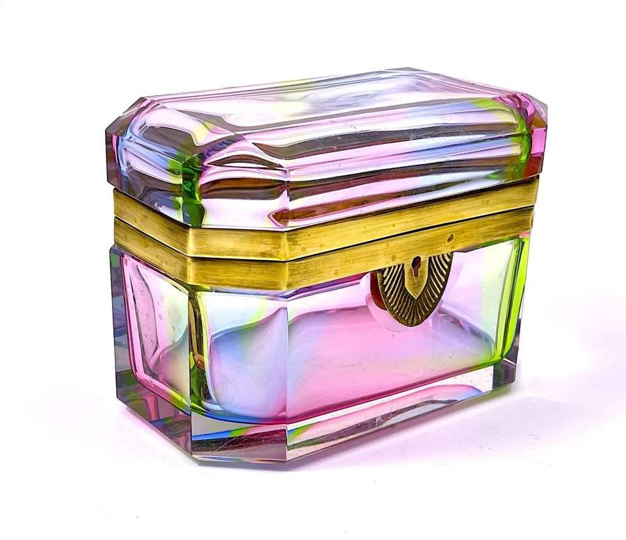 RARE Vintage Italian Murano 'Rainbow' Glass Casket Box