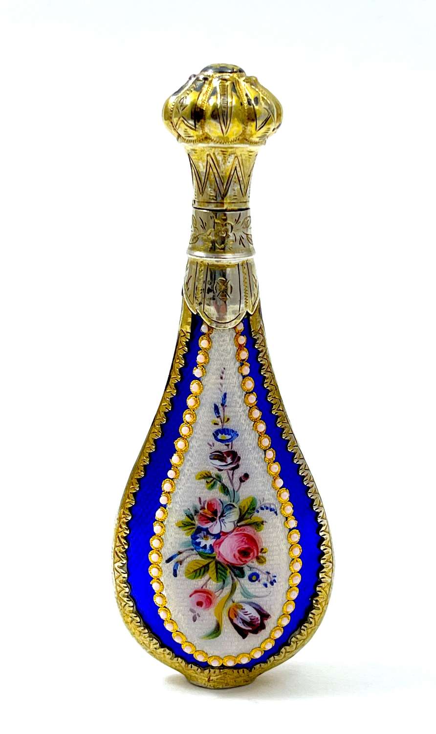 Exquisite High Quality Antique French Guillouche Enamel Scent Bottle