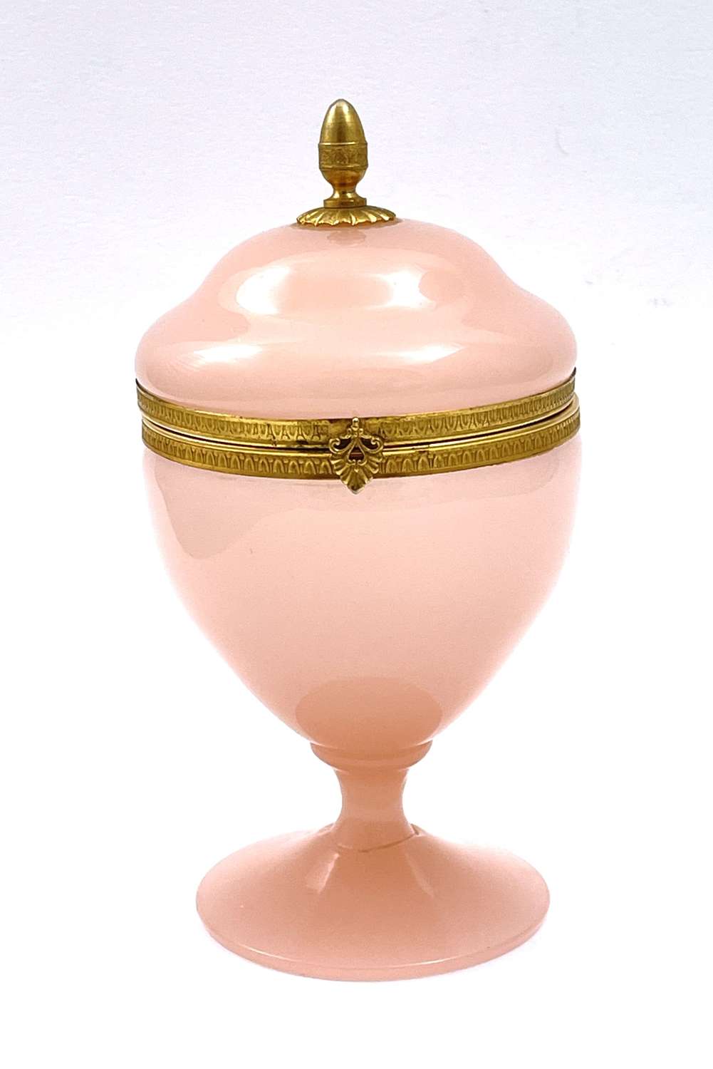 Antique French Pink Opaline Glass Hinged Box