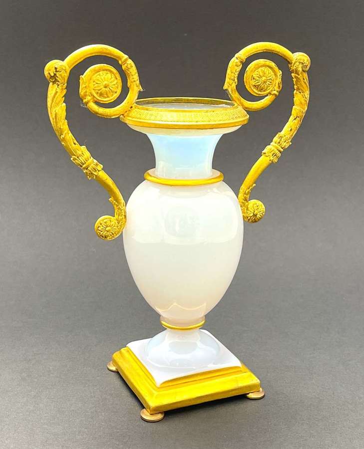 Antique French Charles X, Bulle de Savon, White Opaline Glass Vase