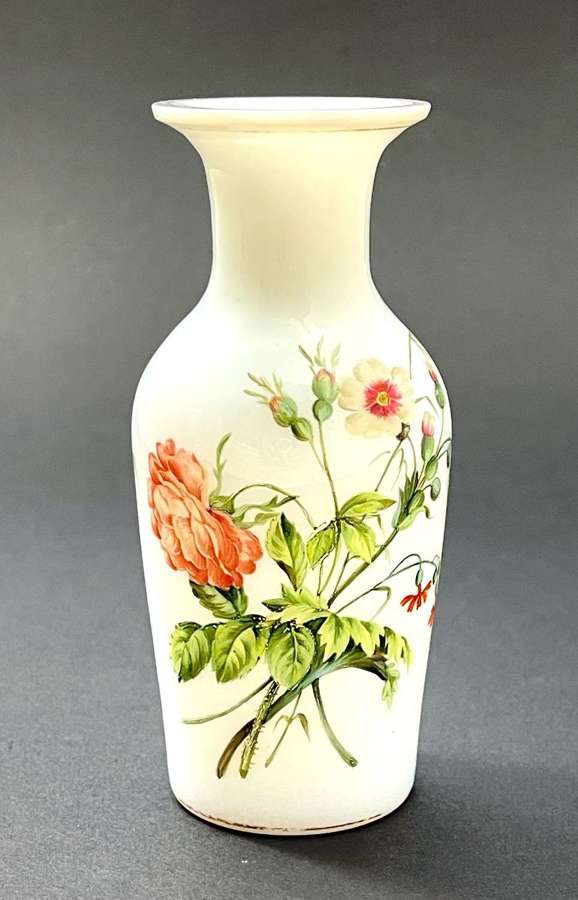 Antique French Miniature White Opaline Glass Vase