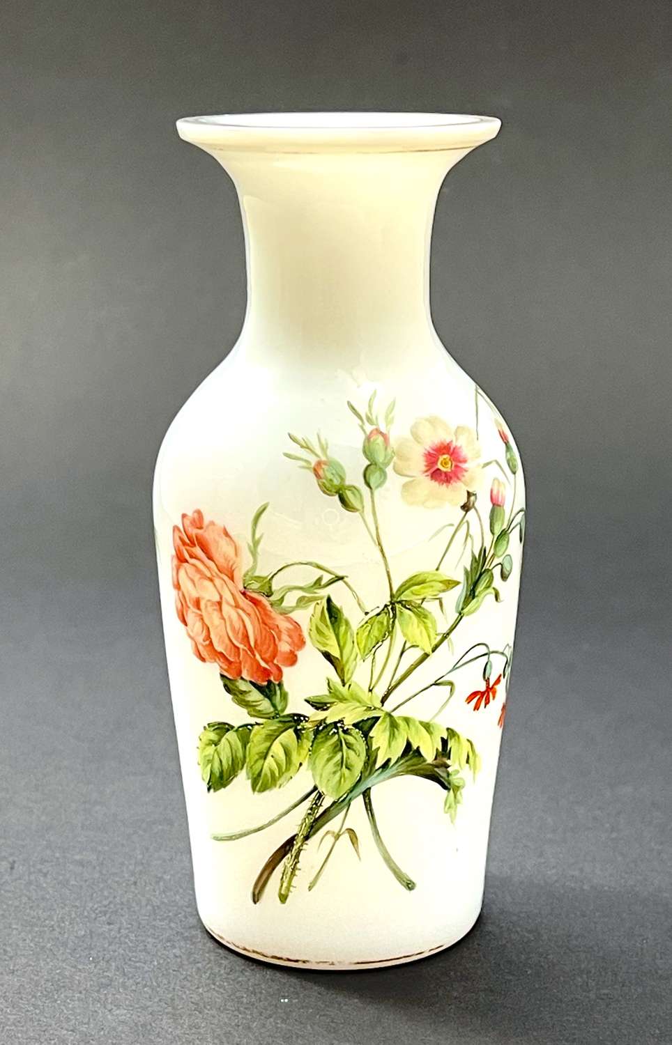 Antique French Miniature White Opaline Glass Vase