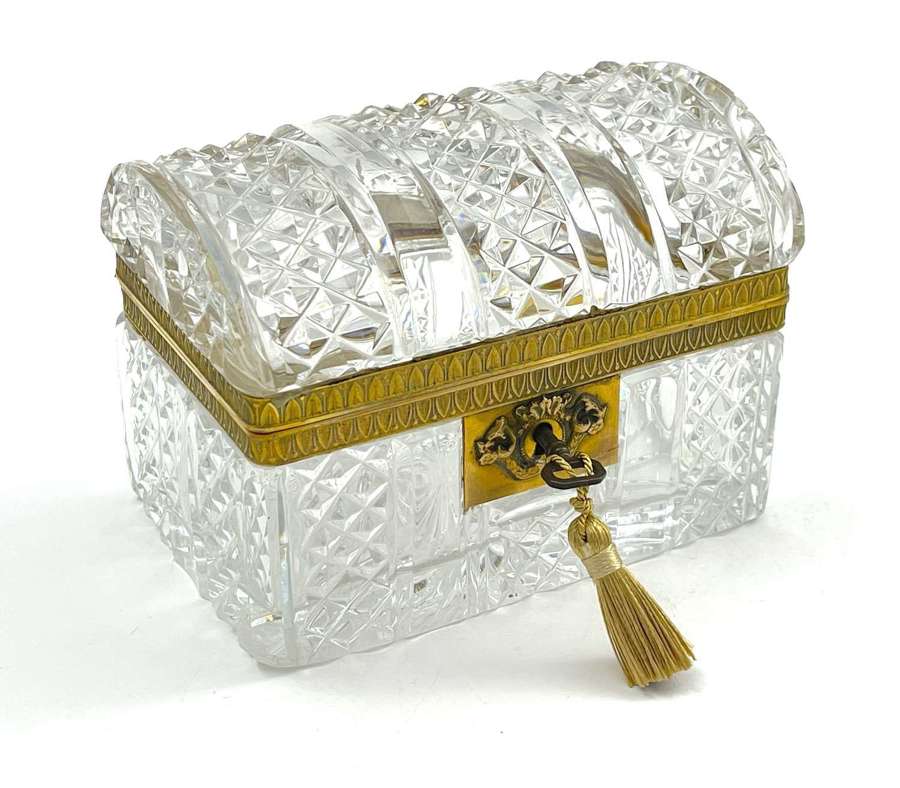 Antique Baccarat Rectangular Cut Crystal Jewellery Casket Box