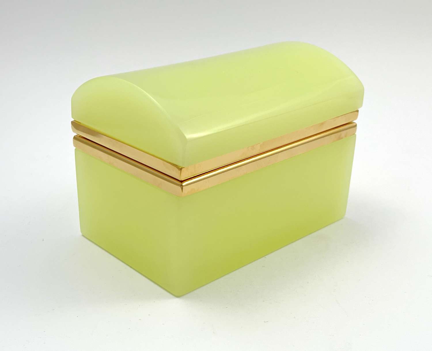 Vintage Murano Lemon Opaline Glass Casket Box with Domed Lid