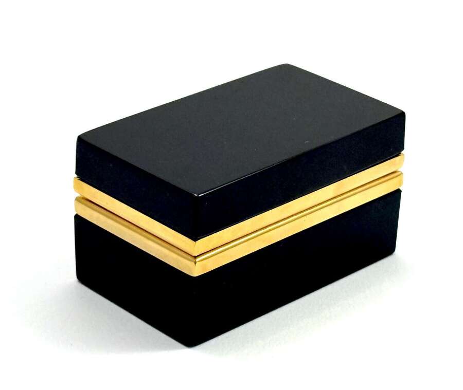 Antique Murano Black Opaline Glass Rectangular Casket Box with Smooth