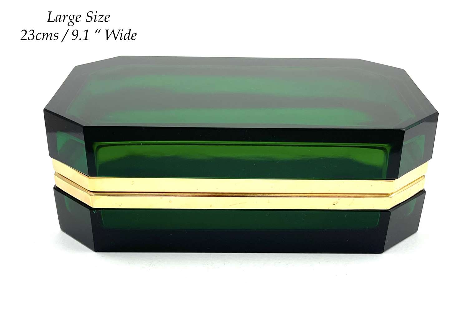 Rare XL Large Vintage Murano Green Glass Casket Box
