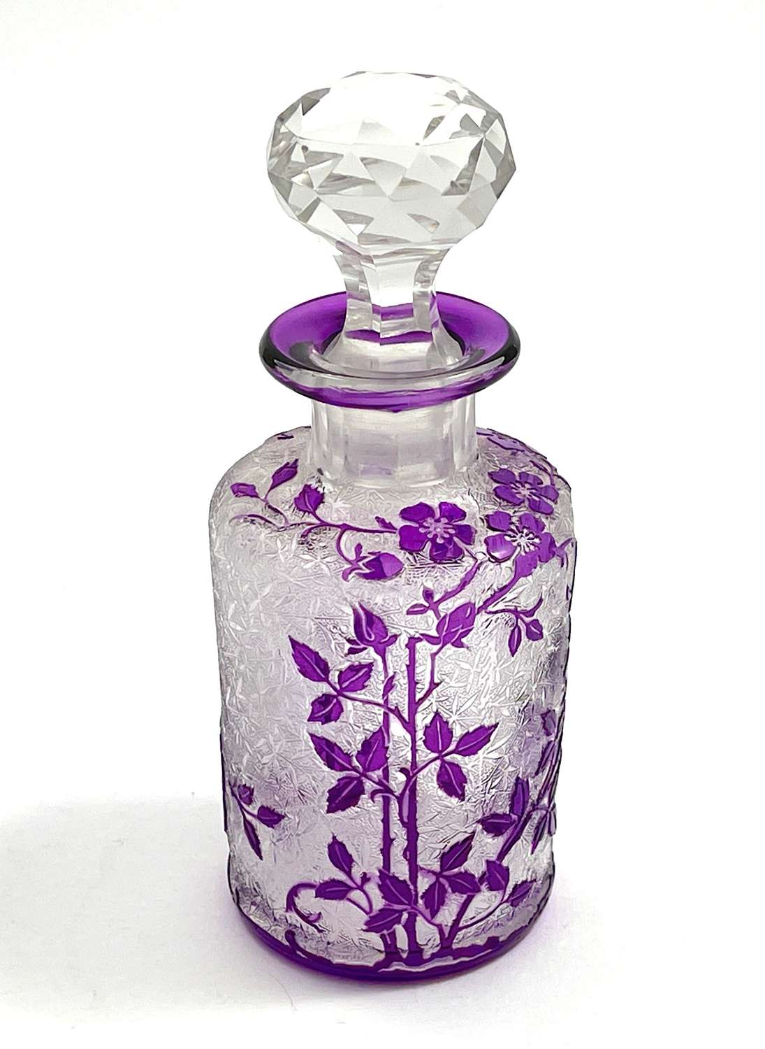 Antique BACCARAT Eglantier Pattern Lilac Purple Acid Etched Perfume