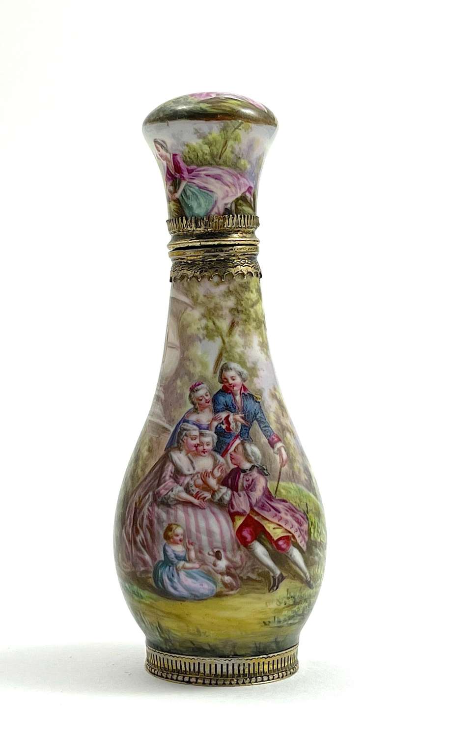 An Exceptional Antique French Limoges Silver and Enamel Perfume Bottle