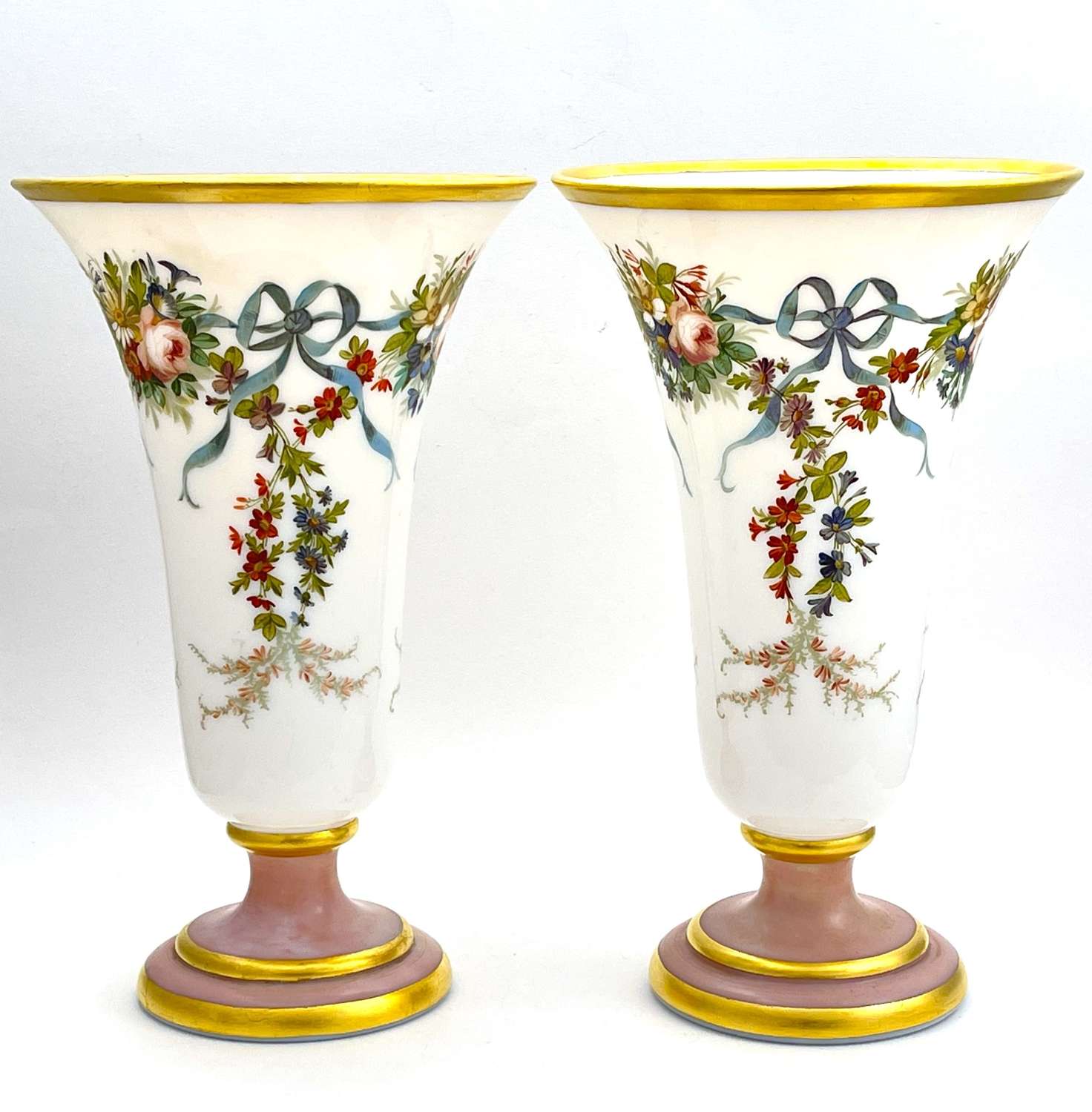 Pair of Baccarat Opaline Vases by Jean Francois Robert