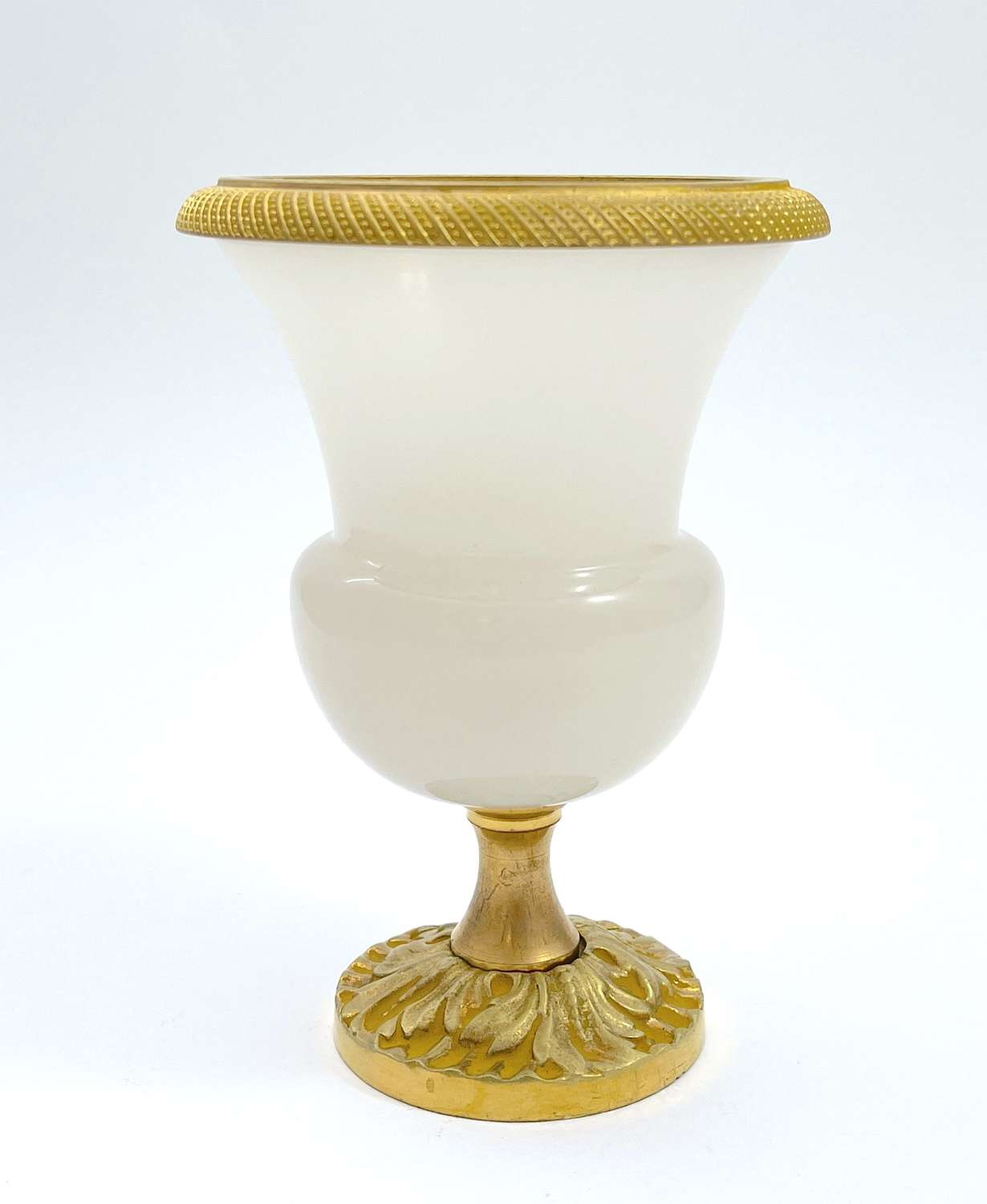 Small Antique French White 'Bulle de Savon' Opaline Glass Vase