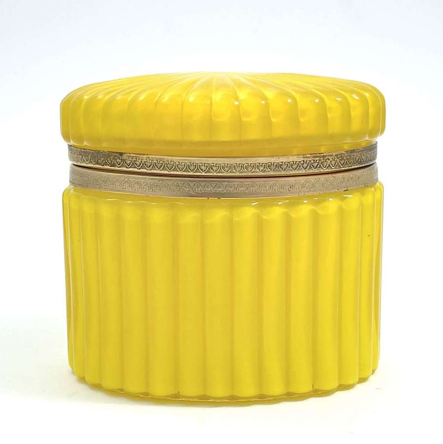 RARE Antique French Oval Yellow Opaline Glass Casket.