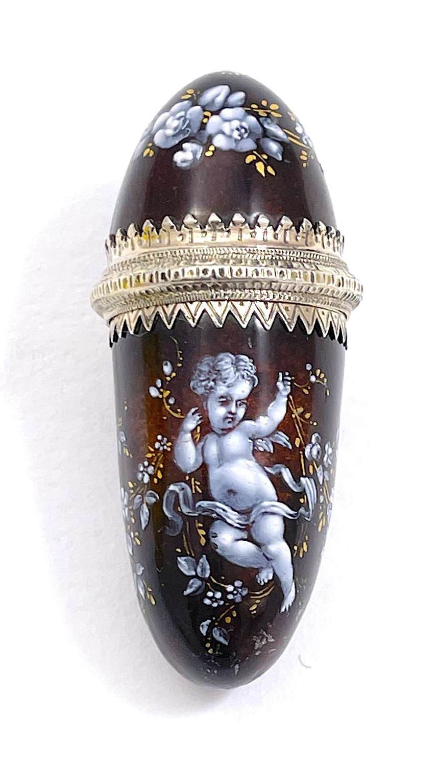 Fine Antique French Enamelled Egg Shaped Perfume Bottle