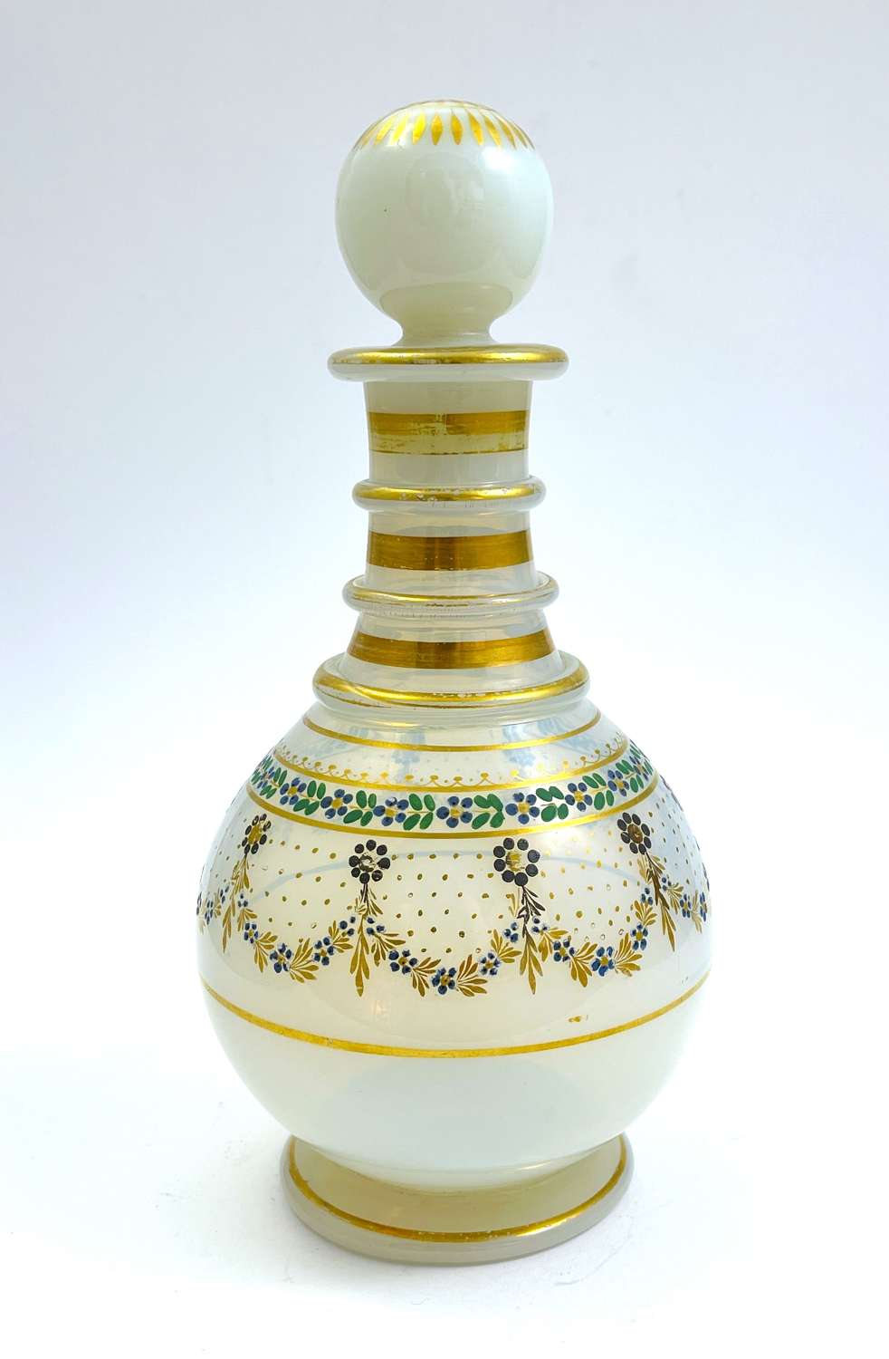 Antique French Charles X 'Bulle de Savon' Opaline Glass Bottle