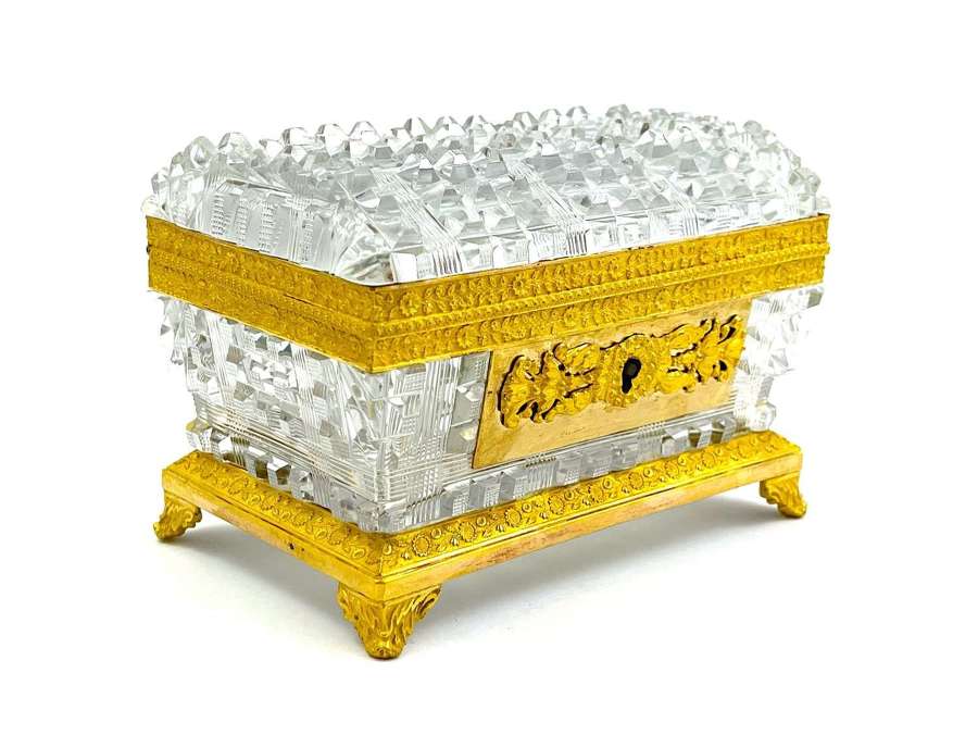 High Quality Antique Charles X Cut Crystal Casket Box