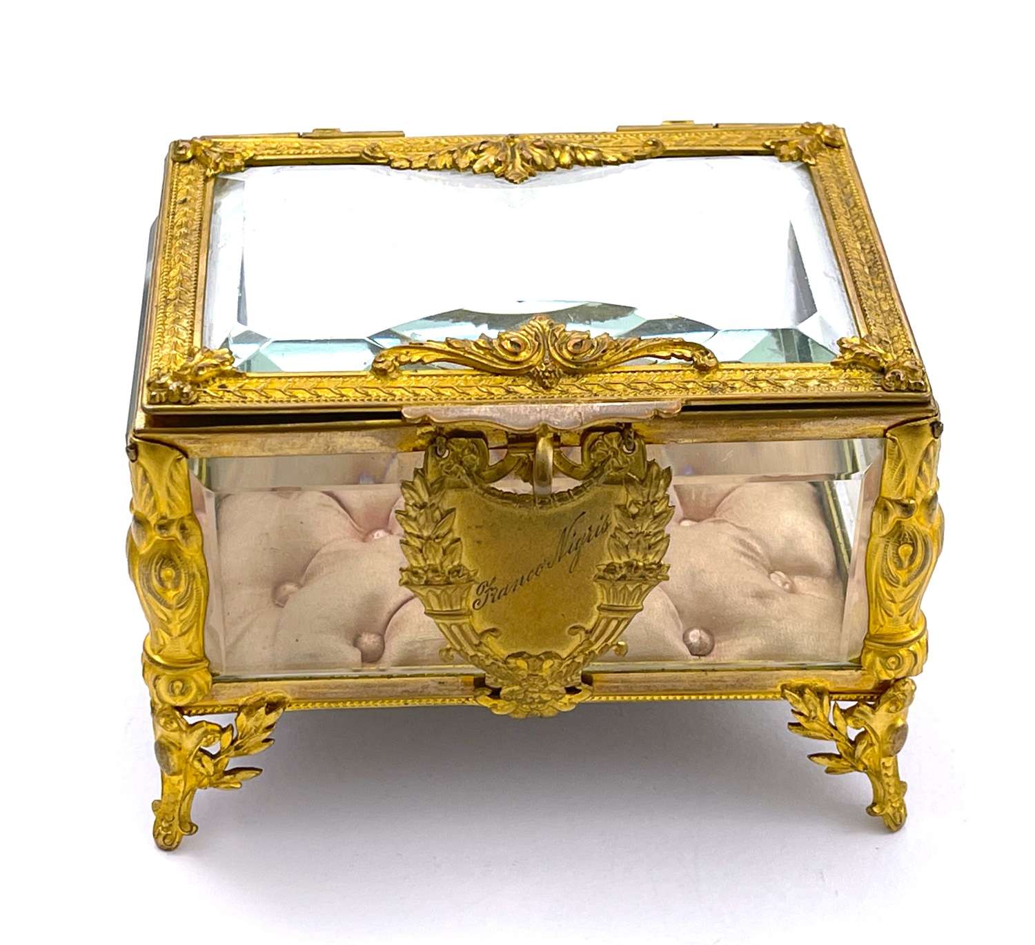Antique French Empire Jewellery Casket Box with Original Silk Interior