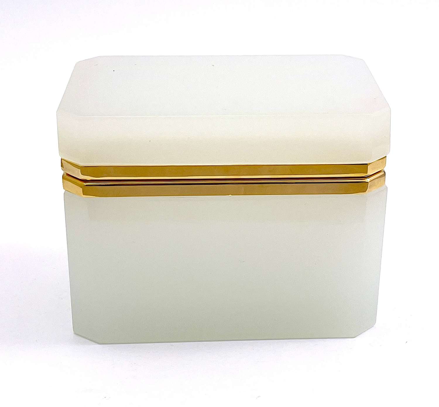 Vintage Murano White Opaline Glass Rectangular Box