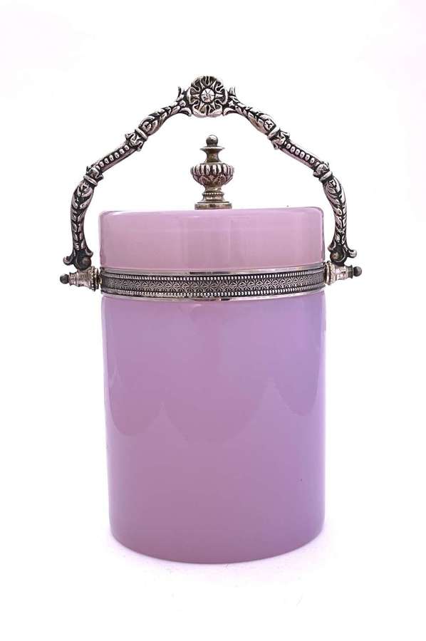 Antique Pink Alexandrite Opaline Glass Casket Ice Bucket