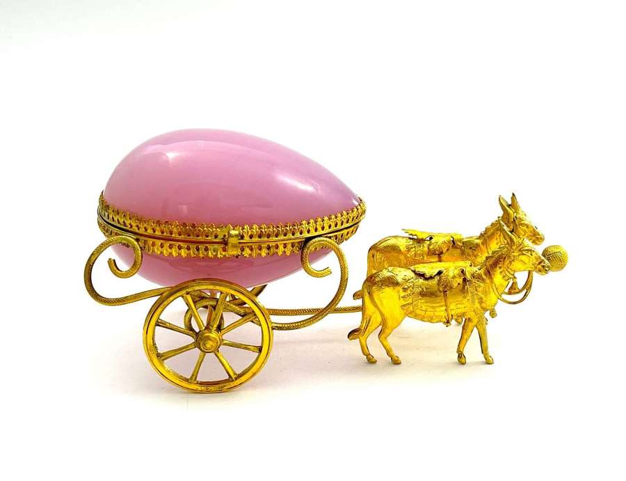 Fine Quality Antique Palais Royal Pink Opaline & Dore Bronze Carriage