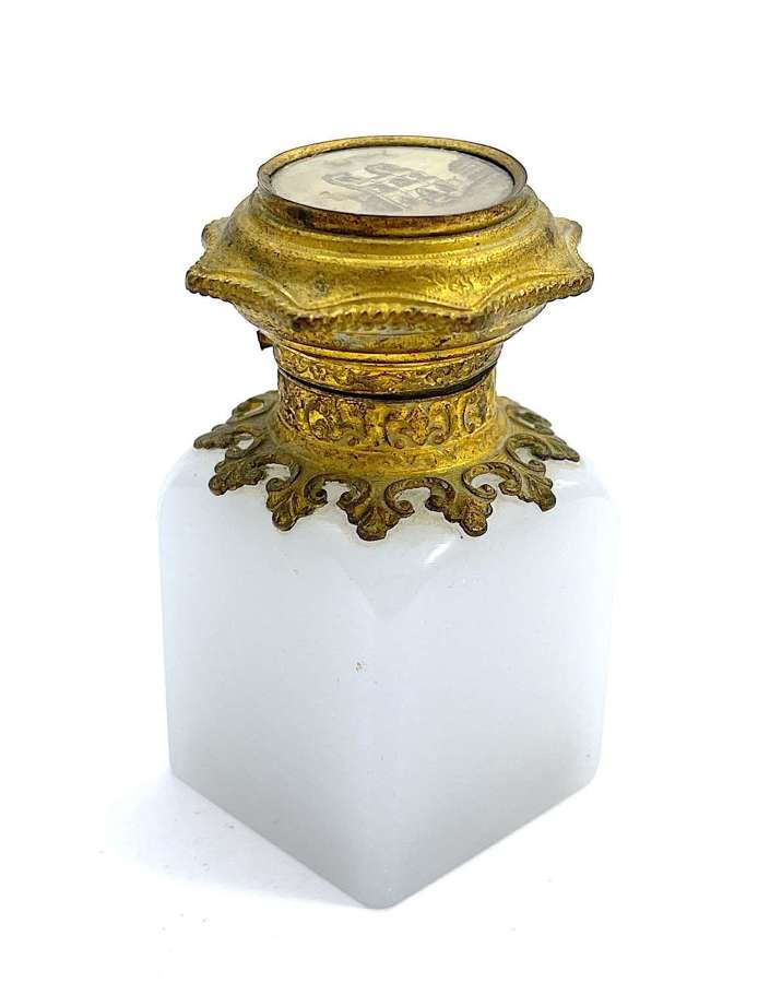Antique Palais Royal White Opaline Glass Perfume Bottle