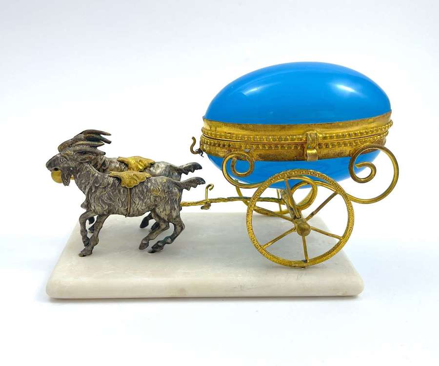 Fine Quality Antique Palais Royal Blue Opaline & Dore Bronze Carriage