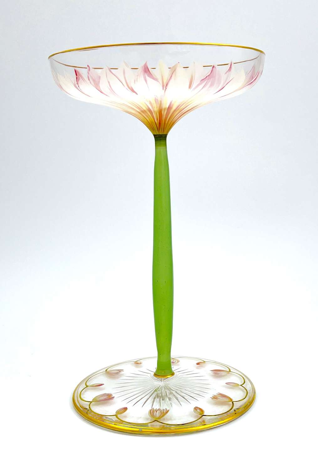 Antique Lobmeyr Floral Form Enamelled Glass Vase.
