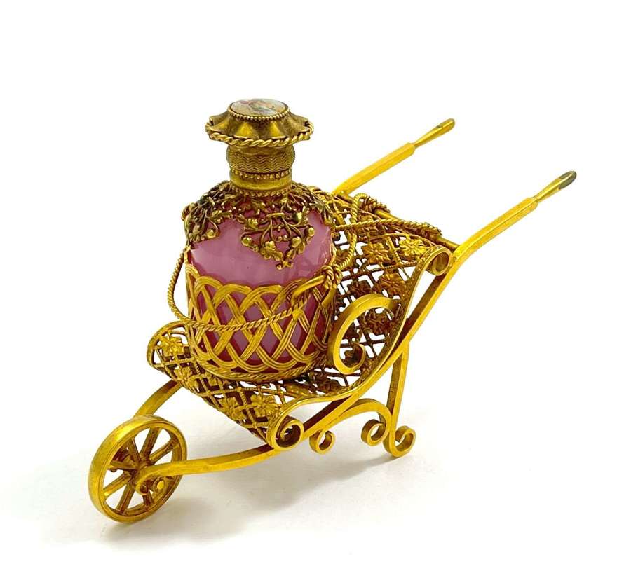 High Quality Antique Palais Royal Dore Bronze & Opaline Cart