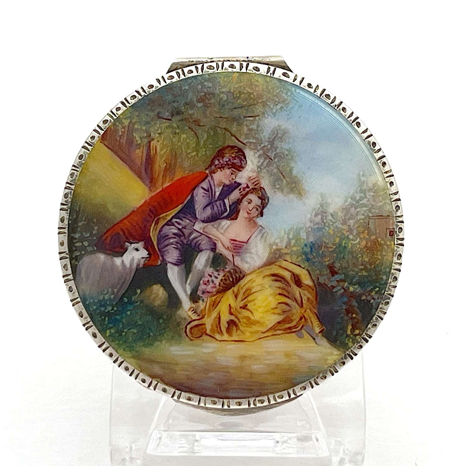 High Quality Antique Austrian Silver and Enamel Compact Case.