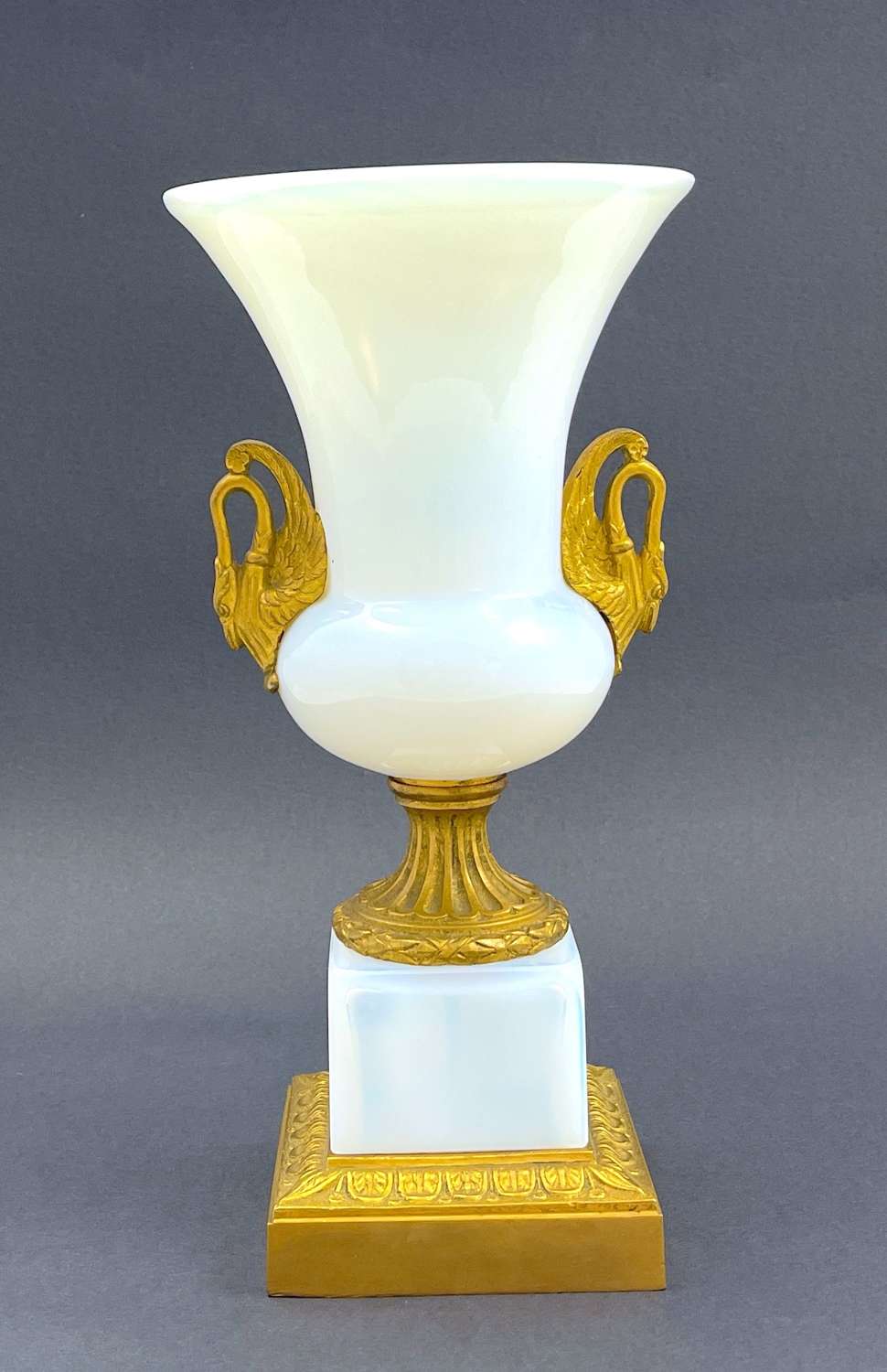 Tall Antique French Bulle de Savon Opaline Glass Vase