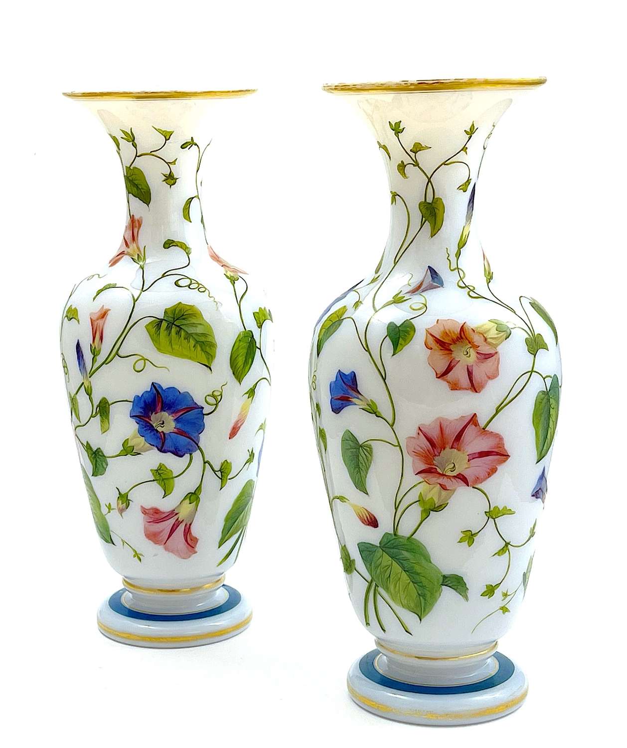 Stunning Pair  Antique Baccarat Opaline Vases by Jean Francois Robert