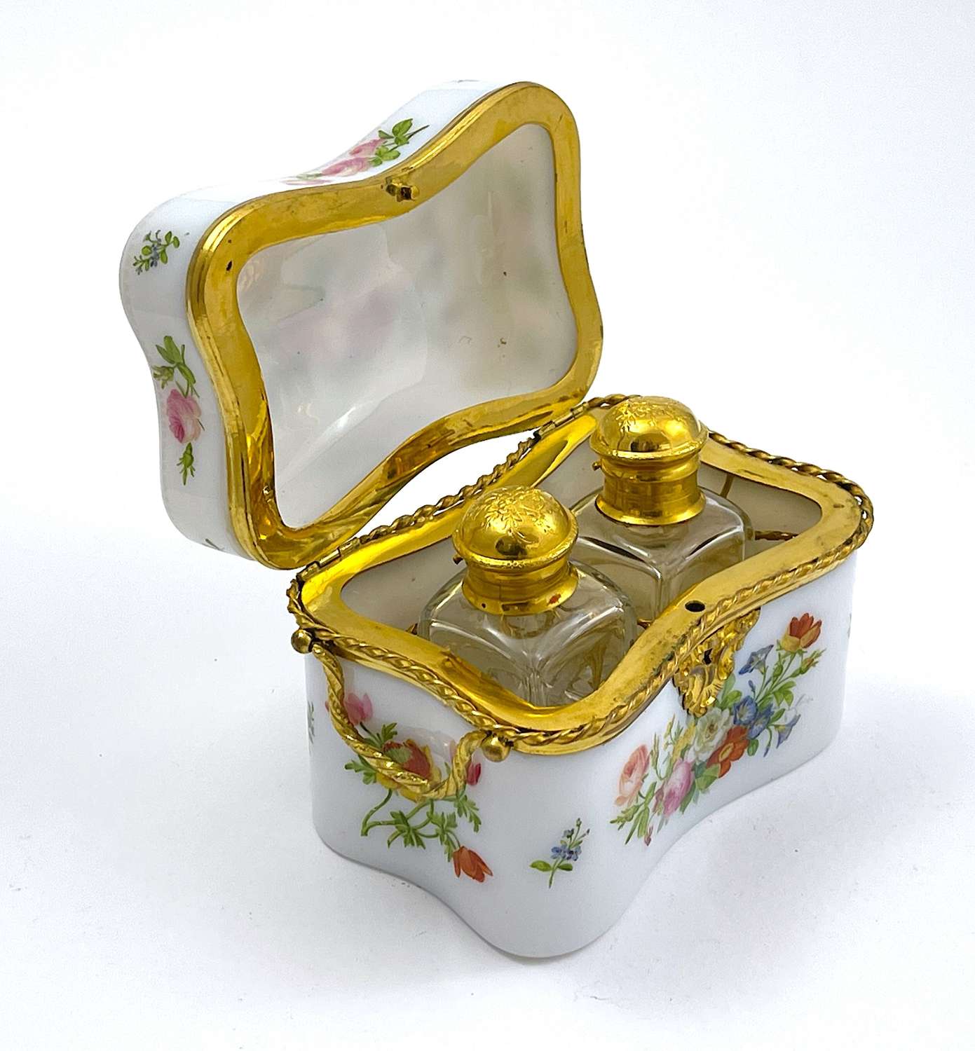 Antique Baccarat Opaline Glass Perfume Casket by Jean Francois Robert