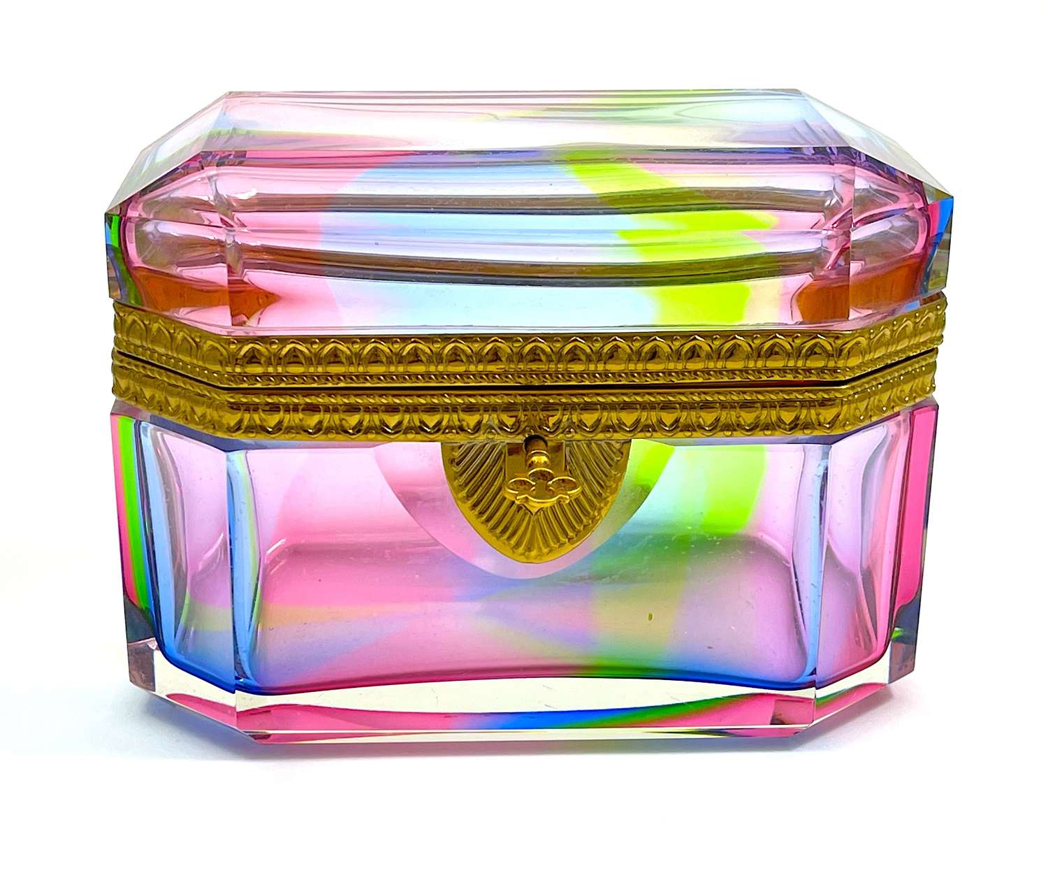 RARE Vintage Italian Murano 'Rainbow' Glass Casket Box