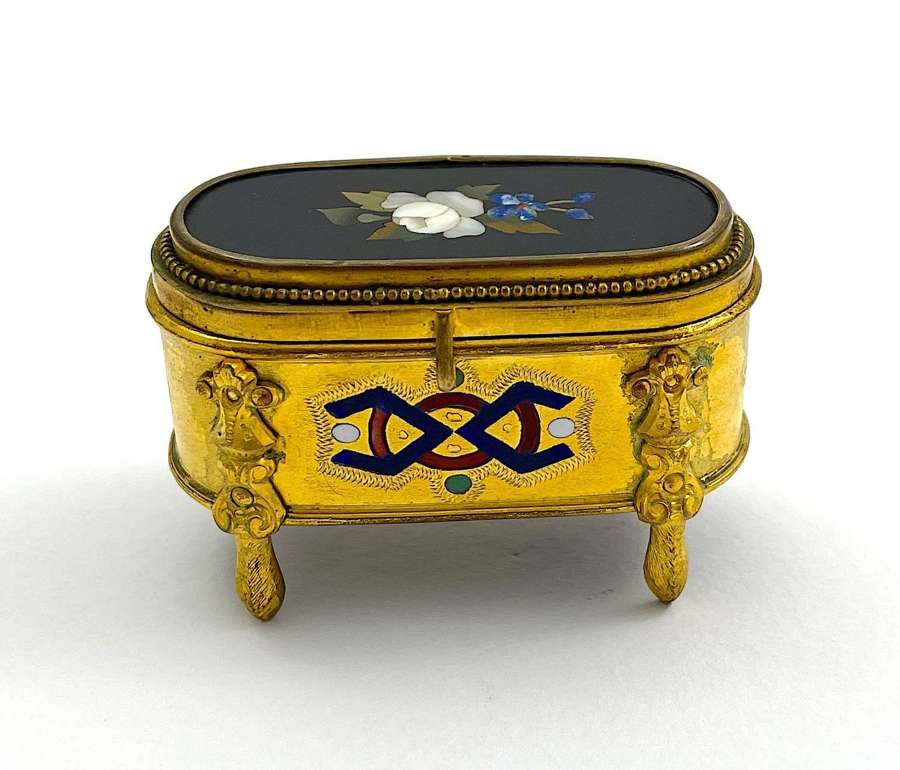 Pretty Antique French Miniature Pietra Dura Box