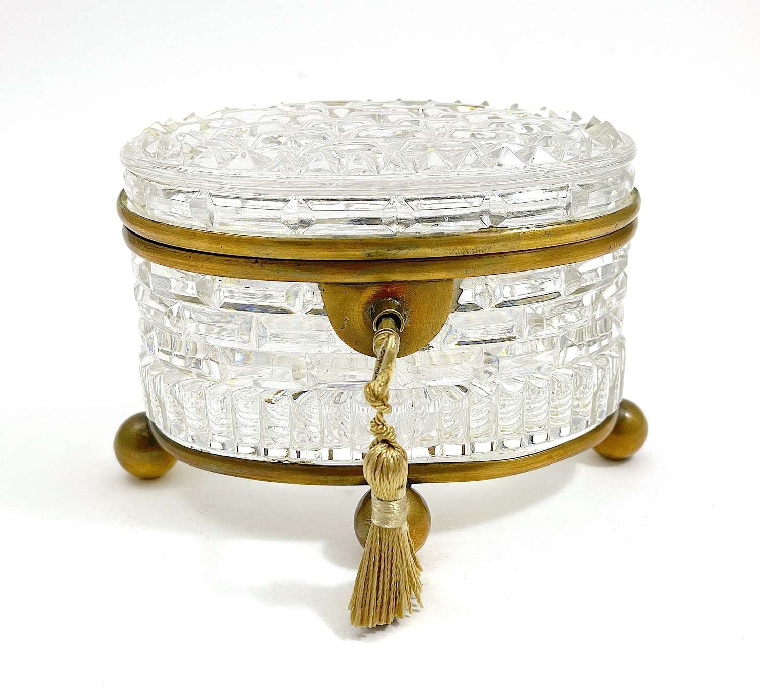 Antique French Baccarat Glass Box & Key