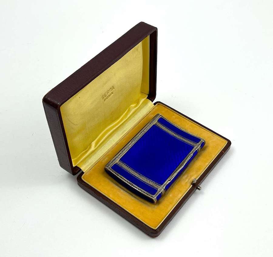 Superb High Quality Blue Guilloche Enamel and Vermeil Box